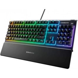 SteelSeries Apex 3 Teclado Gaming - Resistencia al Agua IP32, Iluminación RGB 10 Zonas, Switches Silenciosos, Reposa Muñecas Magnético, Español QWERTY - 64798