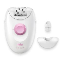Braun 1-010 Depiladora Eléctrica Silk-épil 1, 20 Pinzas MicroGrip, 2 Velocidades, para Pelo Corto, Rosa y Blanco