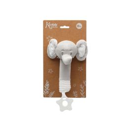 KioKids Sonajero Cricri Elefante Gris Colección Dolci Amici con Mordedor para Dentición y Sonidos Estimulantes, 25 cm, Bebés +0 meses