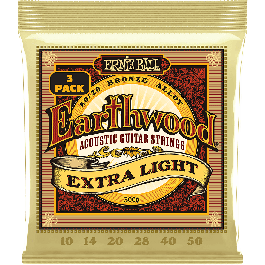 Ernie Ball Cuerdas Guitarra Acústica Earthwood 92/8 Phosphor Bronze Extra Light 10-50 Tripack (3)