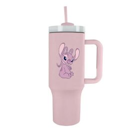 Disney Vaso Termo Angel Stitch 1,2l Acero Inoxidable con Pajita y Asa