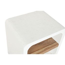 DKD Home Decor Mesita de Noche Formentera Mediterráneo Scandi Madera Mango Reciclada Blanco Natural 40.5x55.5x50 cm