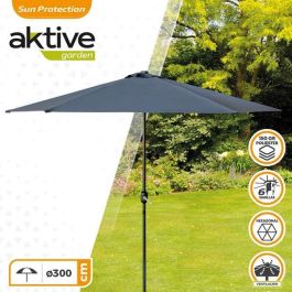 Parasol terraza 300 cm con chimenea y mástil de aluminio 3,8 cm color antracita Parasol terraza 300 cm con chimenea y mástil de aluminio 3,8 cm color antracita