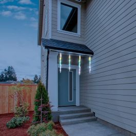 Lumineo Cortina LED Carámbanos, 60 LEDs, Blanco Cálido/Multicolor, Exterior IP44, 3,6 m, 11 Funciones