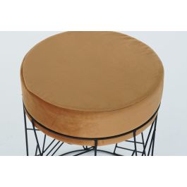 DKD Home Decor Reposapiés Terracota Negro Metal Poliester 33 x 42 x 33 cm