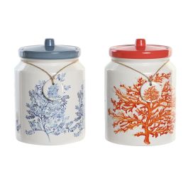 Bote DKD Home Decor Azul Coral Fucsia Blanco Dolomita (2 Unidades) (15 x 15 x 22 cm) Precio: 37.50000056. SKU: B1ASKD3BEB