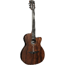 LAG Guitarra Acústica Nylon Auditorium Slim Cutway A/E Natural Satinado Brankowood/Eucalipto Electroacústica Stage-LAG