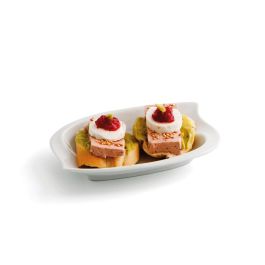 Quid Tapa Montadito Gastro Fun de Porcelana Blanca 15,5x10 cm, Set 12 Unidades, Apilable, Apto Lavavajillas y Microondas