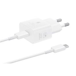 Samsung EP-T2510XWEGEU Cargador de Pared Rápido 25W con Puerto USB-C Blanco y Cable de Carga USB-C a USB-C Blanco