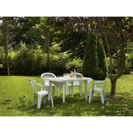 Ipae Progarden Mesa Ovalada Faro Exterior Blanca Resina 72 x 137 x 85 cm