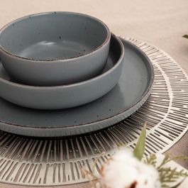 Quid Bol Cerámica Duna 15x15 cm Decorado Gris Pack 12 Unidades