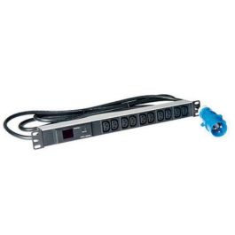 Lanview Regleta PDU Rack 19'' 1U, 10 tomas C13, 16A con Medidor AMP y Cable 3m, Enchufe Commando IEC 60309