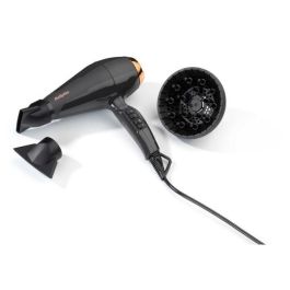 BaByliss 6719 Secador de Pelo Profesional 2200W Motor AC 115 km/h Iónico Difusor, 2 Boquillas, Aire Frío, 2 Temp/Vel