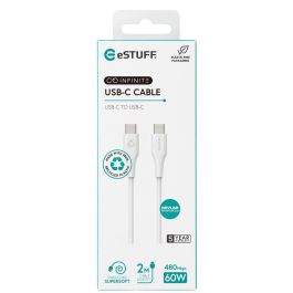 eSTUFF INFINITE Super Soft USB-C to USB-C Cable 2m - 100% Recycled PVC Free Plastic eSTUFF INFINITE Super Soft USB-C to USB-C Cable 2m - 100% Recycled PVC Free Plastic