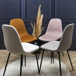 Home Deco Factory Silla Giulia Terciopelo Gris Claro Colección Lounge