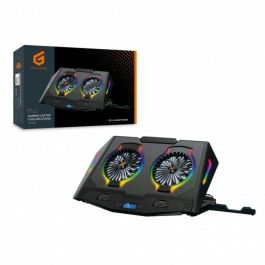 Conceptronic THYIA02B Soporte Base Refrigeración Portátiles Gaming 17" RGB 2 Ventiladores Silenciosos Pantalla LCD 4 Niveles USB Negro
