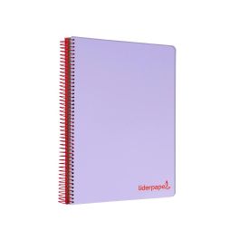 Cuaderno Espiral Liderpapel A4 Micro Wonder Tapa Plastico 120H 90 gr Cuadro 5 mm 5 Banda4 Taladros Color Lila