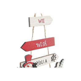 DKD Home Decor Decoración Colgante Navidad Tradicional Madera Árbol Rojo Blanco 1 x 22 x 14 cm (12 Unidades) Surtido Aleatorio
