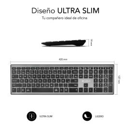 SUBBLIM SUBKB-2PUE201 Teclado Multidispositivo Bluetooth 5.0 Pure Extended con Teclado Numérico y Teclas Chiclet Silenciosas SUBBLIM SUBKB-2PUE201 Teclado Multidispositivo Bluetooth 5.0 Pure Extended con Teclado Numérico y Teclas Chiclet Silenciosas