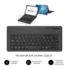 Funda con Teclado Subblim Keytab Pro Bluetooth para Tablets de 9"-11"/ Marmol Azul