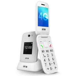 SPC Harmony 2 2337B Teléfono Móvil 4G para Personas Mayores con Tapa, Teclas Grandes, Botón SOS y Base de Carga Blanco