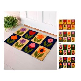 Edm Felpudo Modelo Flores Fibra de Coco y PVC 60x40cm