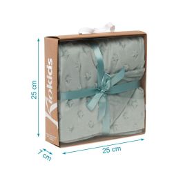 Mantita Para Bebés Color Salvia Con Estrellas En Relieve