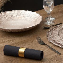 Home Deco Factory Juego De 4 Servilleteros Dorados Colección Mirage