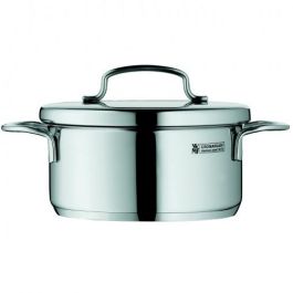WMF 0714766040 Mini Olla/Cazuela de Acero Inoxidable 0.9 L con Tapa Metálica para Inducción y Gas, 14 cm
