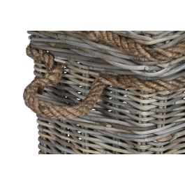 DKD Home Decor Baúl Indonesia 1c24 Gris Claro Ratan 52 x 86 x 56 cm Set de 3