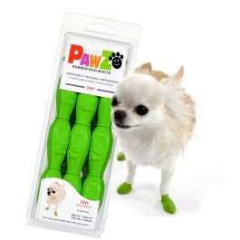 Pawz Botas para Perro Impermeables de Goma Natural Biodegradable Talla Tiny Verde - Pack 12 Unidades para Patas Calientes y Nieve