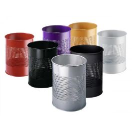 Durable Papelera Metálica 3310-01 15L Negra Perforada Metal Redonda 31.5cm Alto x 26cm Diámetro