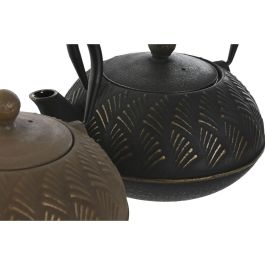 Tetera Oriental DKD Home Decor Negro Marron 15 x 11 x 18 cm (2 Unidades)