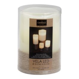 The Candle Factory Vela LED con Base Cuerda 15x10 cm Efecto Llama Titilante Iluminación Blanca Cálida