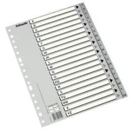 Esselte Abecedario Separador Multitaladro Polipropileno A4 gris Con Carátula Índice Cartón Blanco - Negro Precio: 2.50000036. SKU: BIX47140