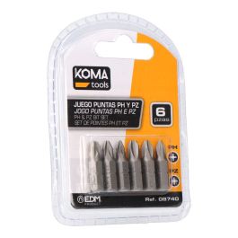 Koma Tools Brico series Juego 6 Puntas Atornillar Ph 1-2-3 Pz 1-2-3 x 25mm Precio: 1.68999974. SKU: S7906453
