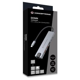 Conceptronic DONN29G Docking Station Gris USB Tipo-C, HDMI 4K@60Hz, USB 3.2 Gen 2, Gigabit Ethernet, USB PD 140W, 10Gbps