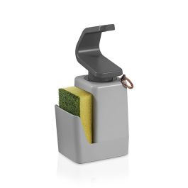 Metaltex Dispensador de jabón con estropajero 'soap-tex' plástico ABS, base antideslizante, colgador de anillos, 11x8x22cm