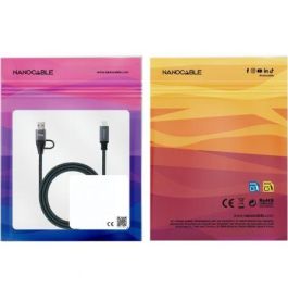Nanocable 10.01.4112-COMB Cable USB 3.2 Tipo-C Macho + USB Macho a USB Tipo-C Macho, 100W, 20Gbps, 2m, Gris y Negro