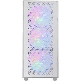 Mars Gaming MC-GEO Semitorre Blanca con panel cristal templado, 4 ventiladores FRGB Rainbow de 120mm, ATX