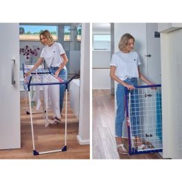 Leifheit Pegasus 160 Solid Slim Secadora Independiente con Patas – Tendedero de Ropa 16m – Alas Altura 1.07m Ropa Larga – 2 Soportes Ropa Pequeña