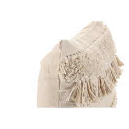 DKD Home Decor Cojín Decorativo Estilo Boho Algodón Crudo 45x45 cm - Pack de 2 Unidades Hecho a Mano y con Cremallera