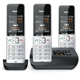 Gigaset COMFORT 500A trio Teléfono DECT/analógico con contestador automático y 3 terminales Negro/Plata