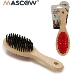 Cepillo Doble para Mascotas Mango Madera Mascow 7x22.5x5 cm - Marrón, Negro, Rojo (24 Unidades) Cepillo Doble para Mascotas Mango Madera Mascow 7x22.5x5 cm - Marrón, Negro, Rojo (24 Unidades)