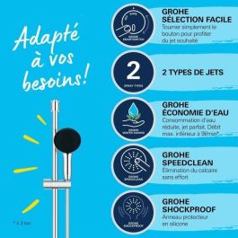 GROHE 26954001 Vitalio Start 110 - Set de ducha con rociador de 2 chorros, barra de 90 cm y flexo, Ahorro de agua, Cromo