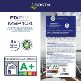 Bostik Sellador y Adhesivo Fixpro MSP 104 para Automoción y Náutica - Blanco - Resistente a Intemperie y Agua de Mar - 290 ml