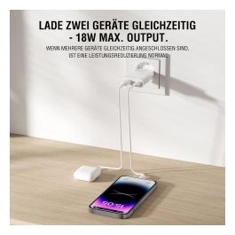 4smarts Cargador PDPlug Duos Slim 20W GaN USB-C/A+USB-C Cable Blanco 541509