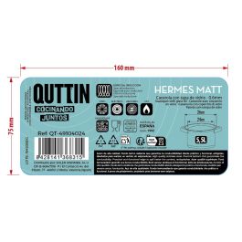 Inde Cacerola 24 cm (5,5 Litros) de Acero Inoxidable con Tapa, Hermes Matt (4 Unidades)