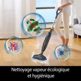 Eziclean EZI3760372559175 Fregona Limpiadora a Vapor Steam Wave 360, 1200W, 24g/min, 450ml, Negro/Azul