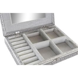 DKD Home Decor Joyero Indio de Madera y Aluminio Plateado/Natural 20 x 5.4 x 27.5 cm